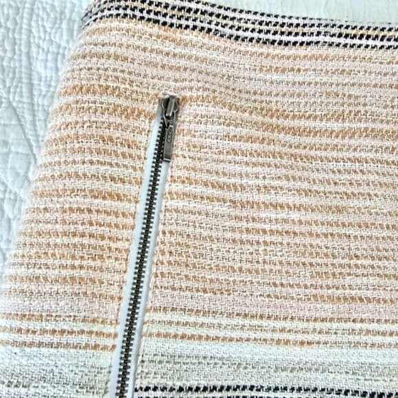 Ann Taylor Loft Women's Tweed Mini Skirt Size 14 Pink Peach Zipper Pockets - Picture 2 of 15